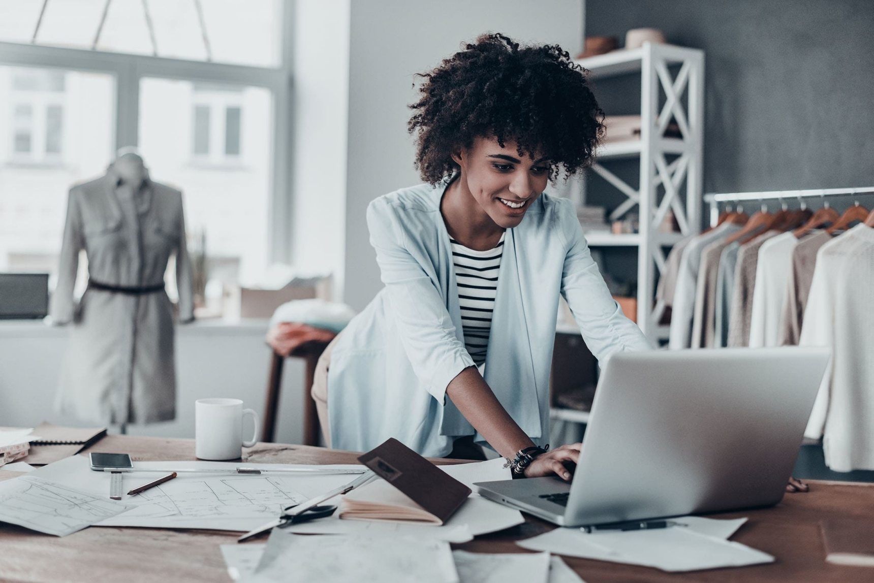 woman using laptop